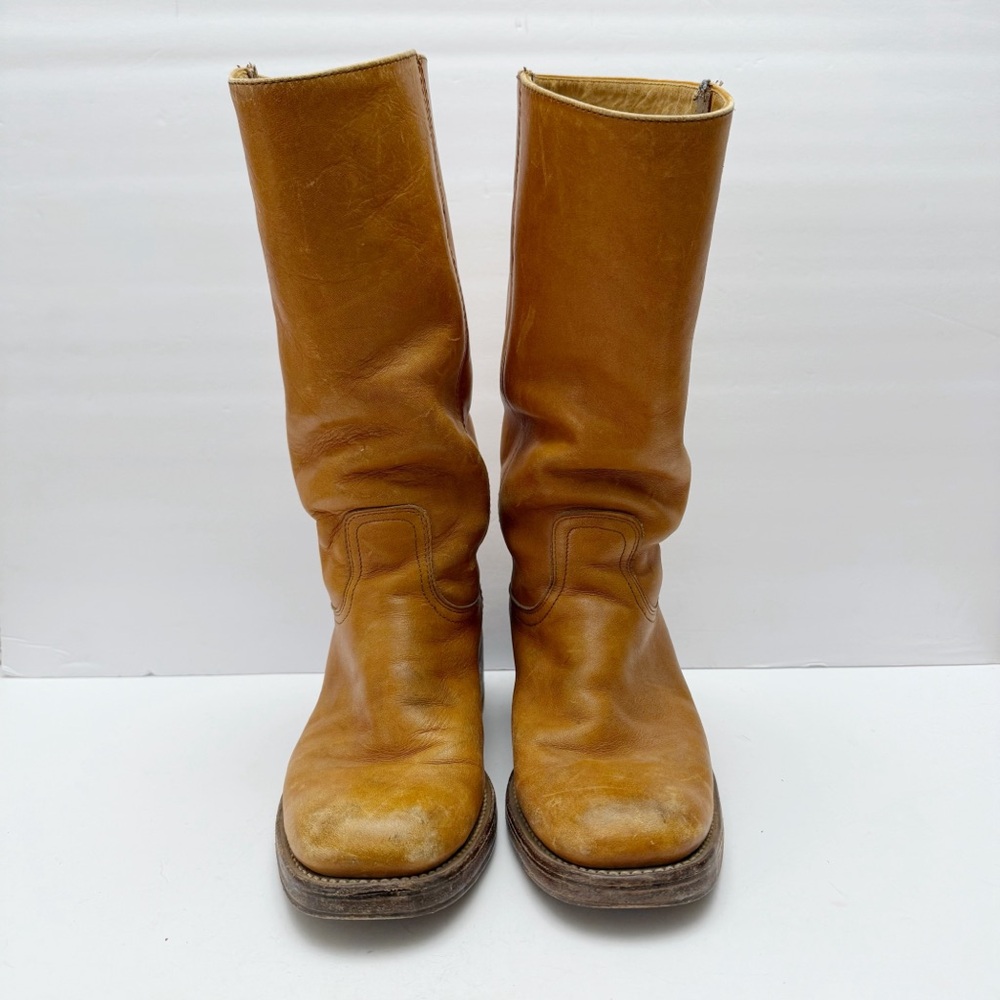 Vintage Frye 2556 Campus Boots Cognac Leather USA Made Black Label MENS Sz 9 D - Picture 3 of 14